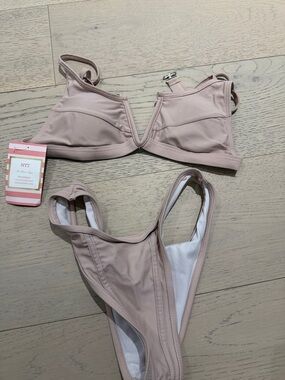 Blush Pink V-Plunge Bikini Top and High-Cut Bottoms